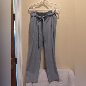 LOFT Women's Gray Pants with Tie Belt
